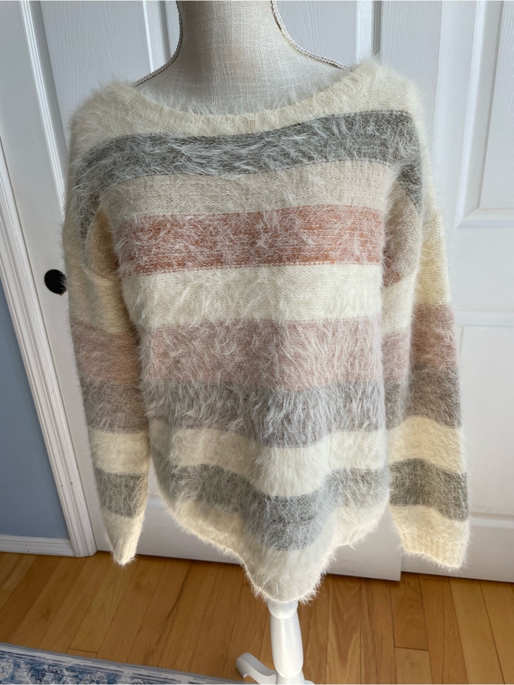 Mystree Striped Fuzzy Sweater- Large
